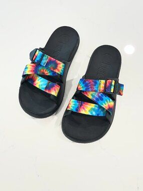 Chaco Womens Sandals Size 8 Slip On Shoes Tie Dye Rainbow Straps